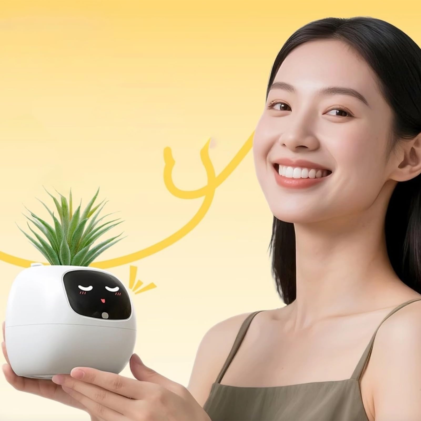 Vaso Intelligente Per Piante Portavasi Multifunzione con Espressioni | Fioriera Per Piante Grasse Per Interni Appartamento Balcone Patio Principianti Compleanno San Festa Della