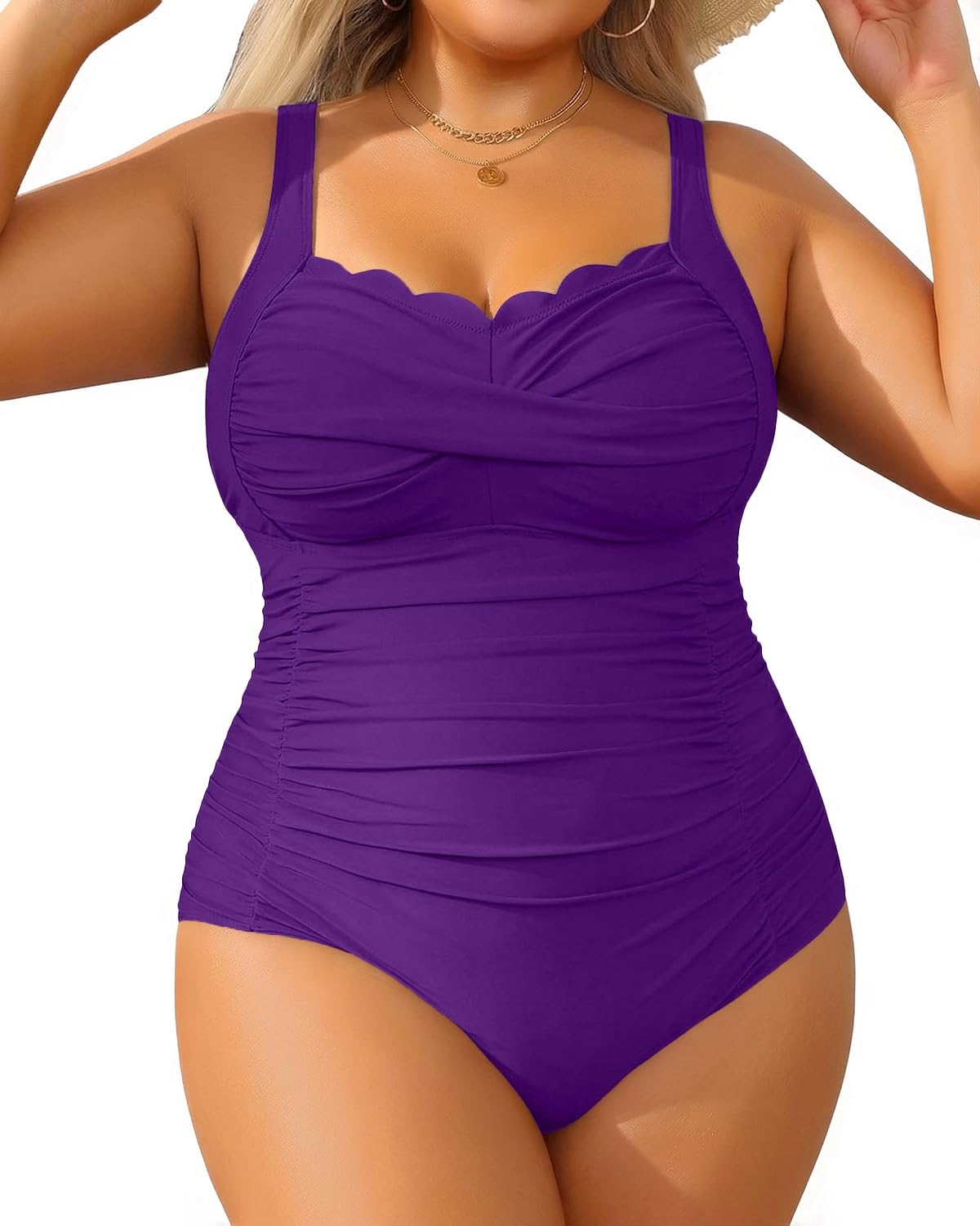 Aqua Eve Womens Plus Size One Piece Swimsuit- Tummy Control Bathing Suit Full Coverage Swimwear