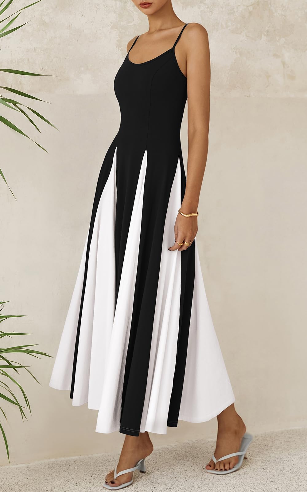 PRETTYGARDEN Abiti estivi senza schienale con spalline sottili per le donne 2025 Maxi abiti fluidi senza maniche Abito da sposa