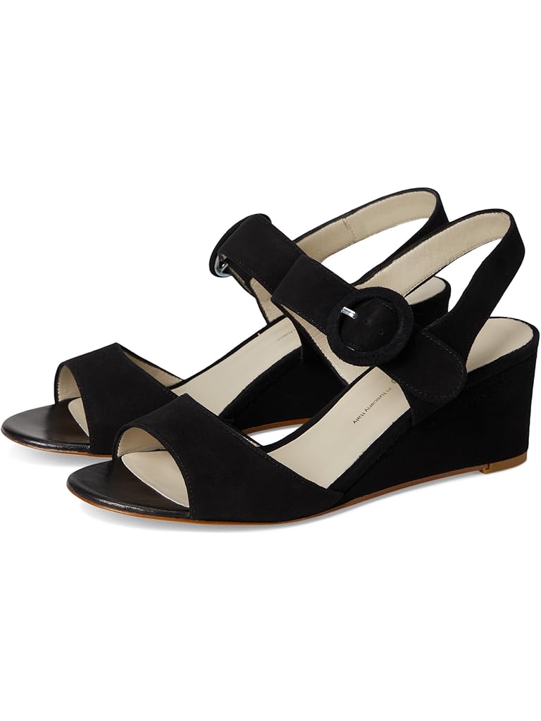 Black SAS Carine Quarter Strap Wedge Sandals