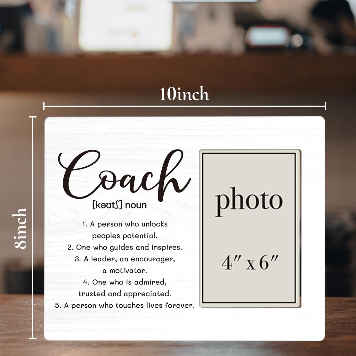 Coach Definition Picture Frame, Coach Gifts for Men Women, Cheer Softball Soccer Coaches Gifts Wood Photo Frame, 4 x 6 Inch Photo