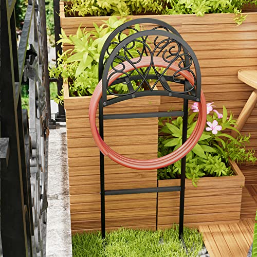 Dosker Garden Hose Storage Rack Heavy Upgrade Duty Metal Hose Holder, Freestanding Water Hose Storage Hook For Expandable Hose Hose Reel Pocket Hose Magic Hose Flexable Hose For Outdoor Backyard,Black #TOP7