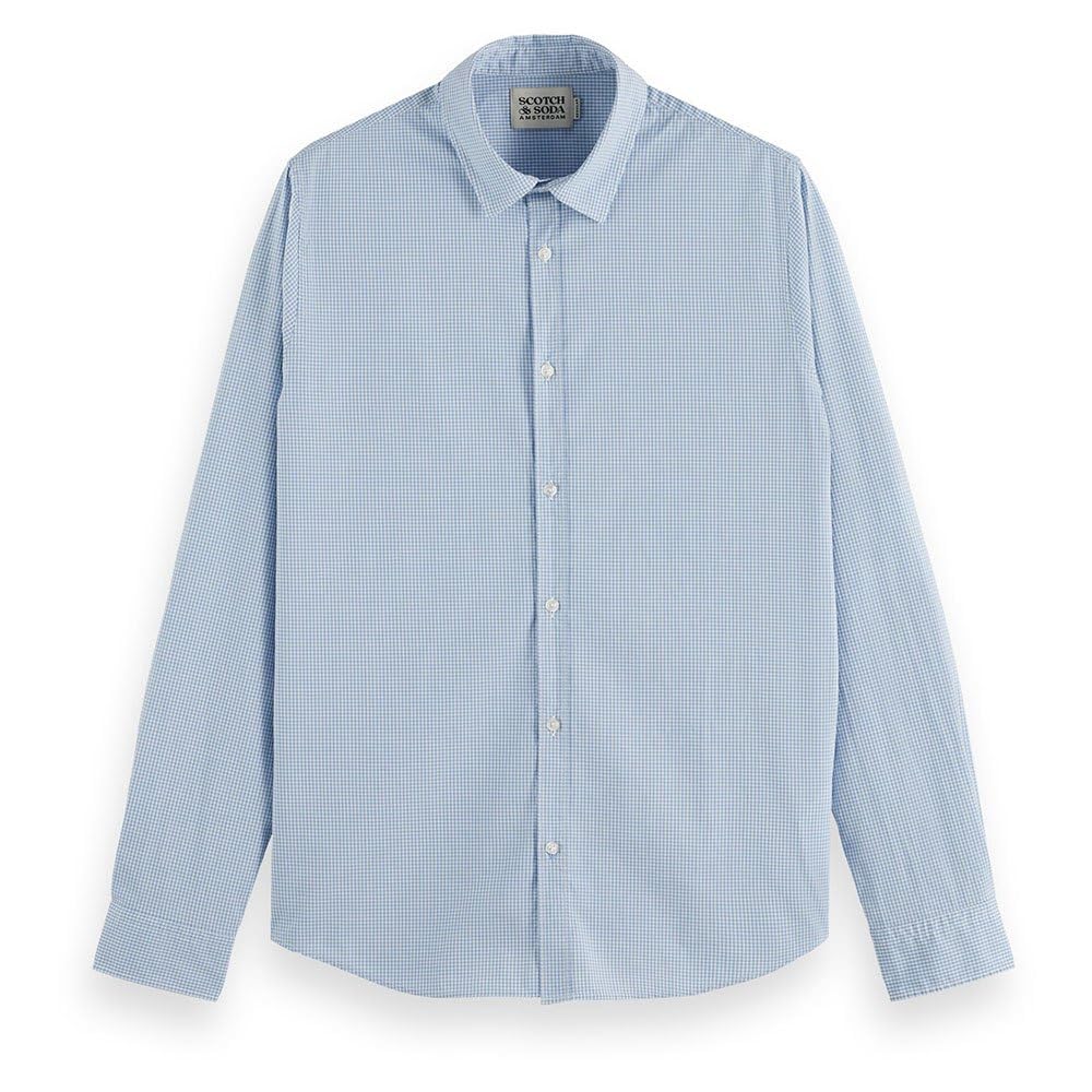 Scotch & Soda Men's Blue Check Seasonal Essentials Poplin Shirt, 6096, Xl