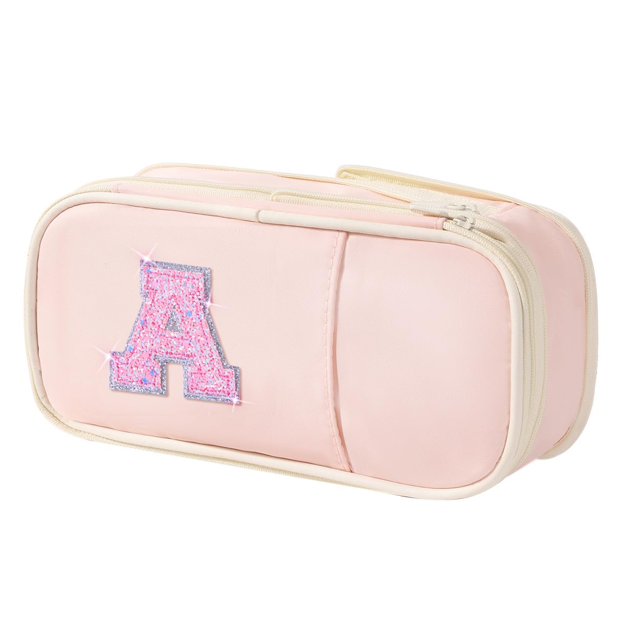 Janhavi Initial Large Capacity Premium Oxford Cute Aesthetic Pencil Case Pouch Bag Special School Supplies Colored Stationery Organizer Gifts for Girls, Women, Adults