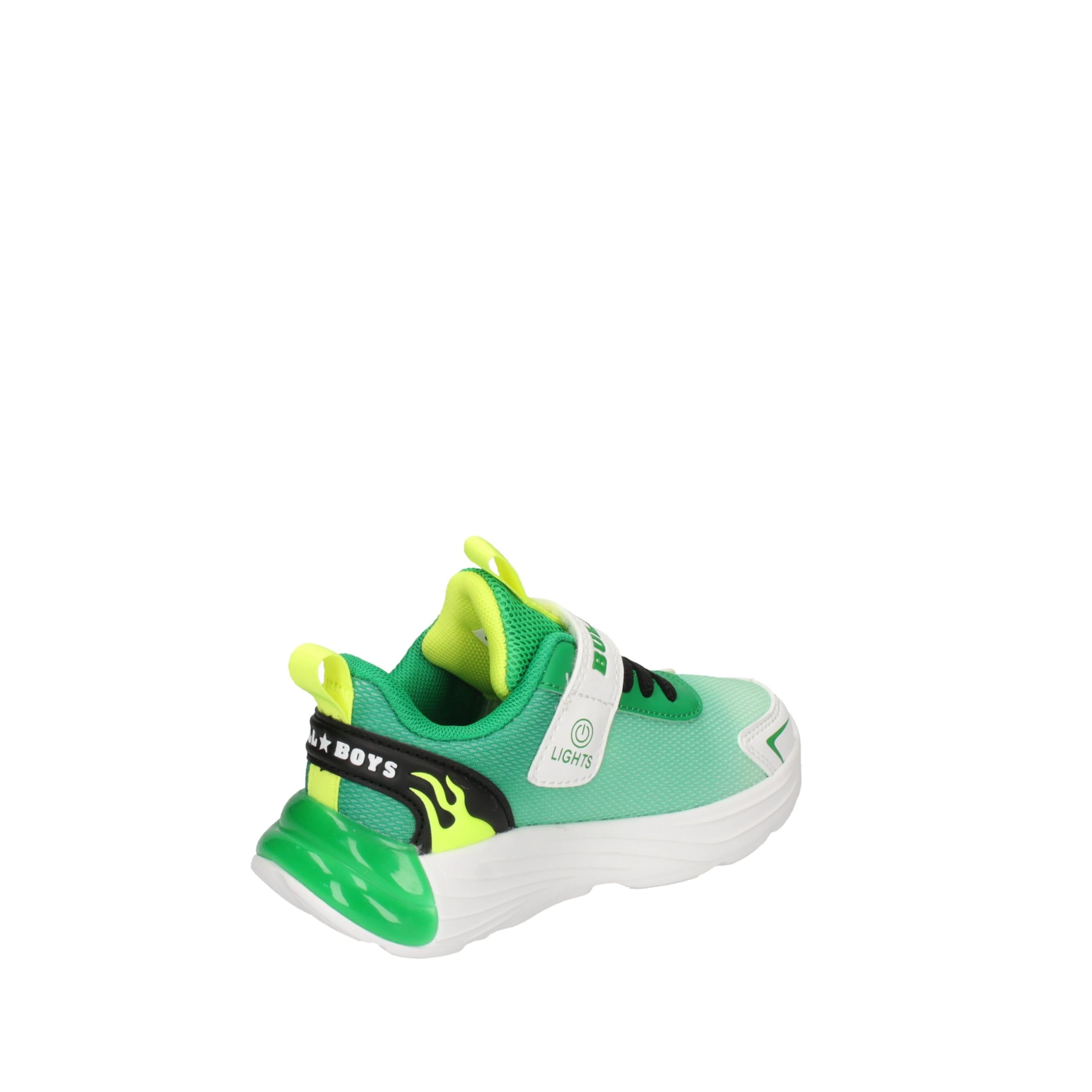 Bull Boys Schuhe mit Lichtern DNAL5117 Jurassic Rex, Grün, Klettverschluss, Dinosaurier T-Rex, gepolsterte Sohle