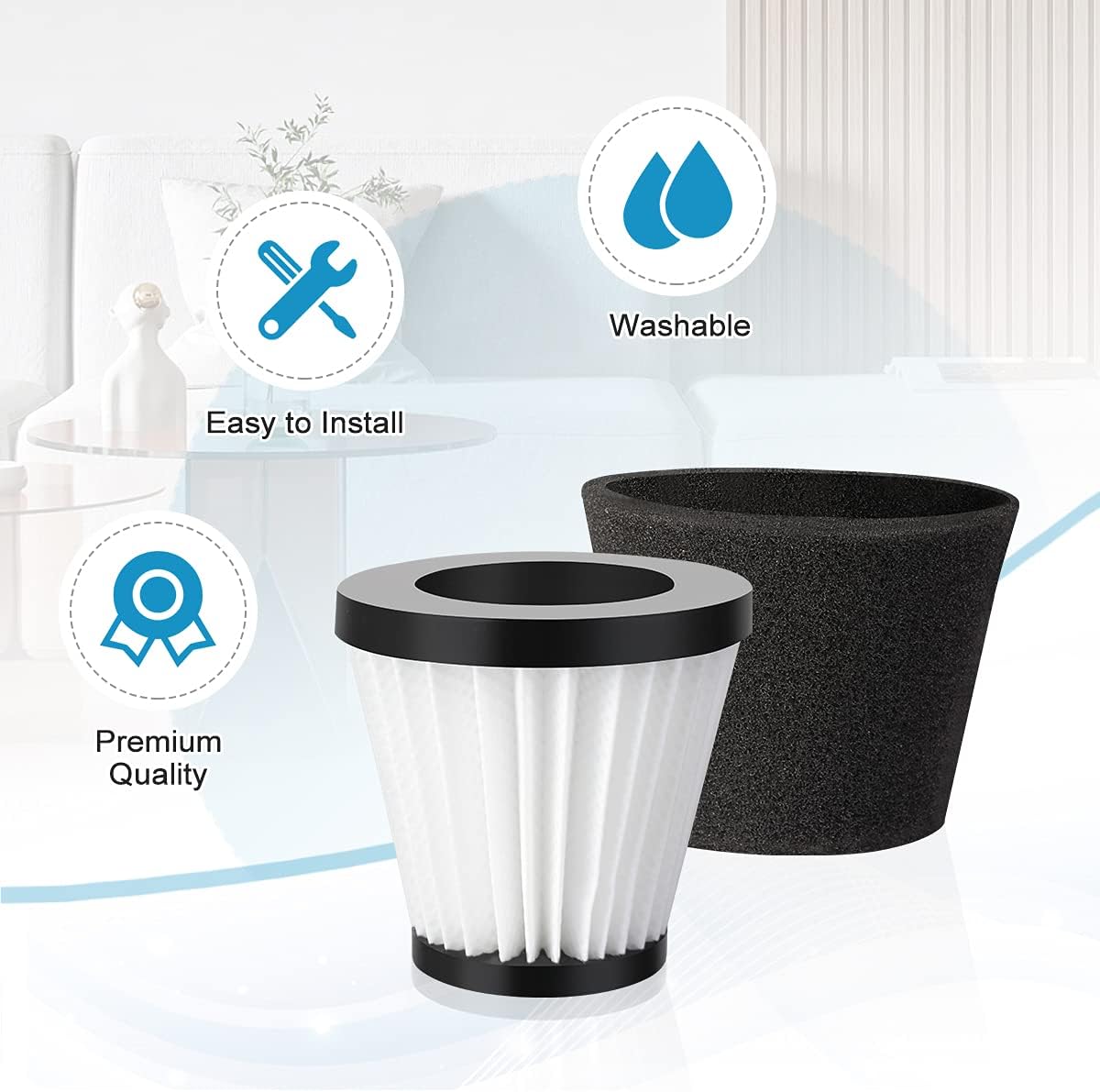 LANMU Replacement Filter Compatible with Dirt Devil SD30025B Scorpion Handheld Vacuum Cleaner Style F117, Compare to Parts AD40117 (2 Pack) -