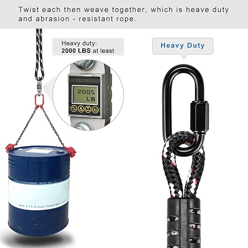 Miniatura 3 de BeneLabel Poseidon Series Prusik - Cuerdas cosidas, seguridad, 19 pulgadas, diámetro 2/5 pulgadas, paquete de 2, color negro Negro -,Azul,Blanco