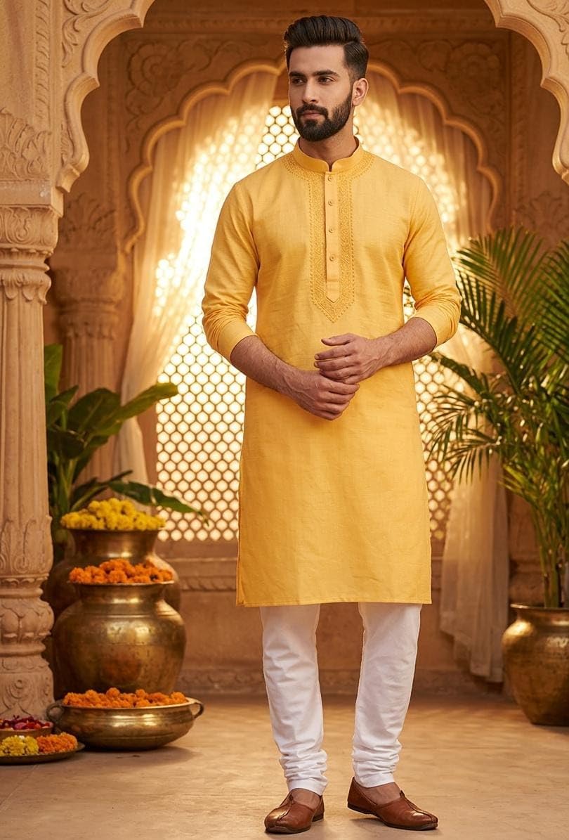 pure home threads Cotton Kurta Pyjama Set for Men | Solid Long Kurta Pajama – Regular Fit | Traditional Ethnic Outfit for Festive, Wedding & Casual Wear | Men’s Cotton Kurta Set (Orange)-picture-50