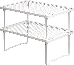�鶹�� Basics Stackable Metal Kitchen Storage Shelves, Set of 2-White