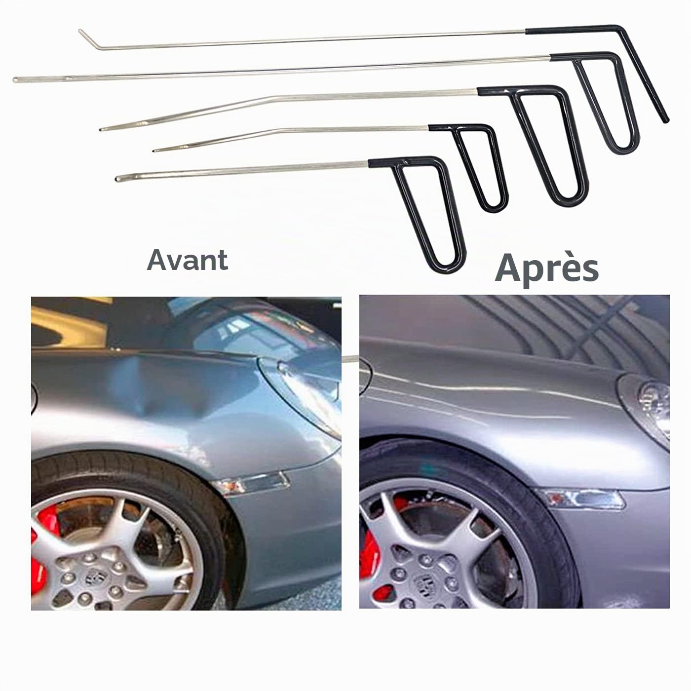 Outil Débosselage sans Peinture,Une variété d'outils de kit pour la Réparation de Bosses de Voiture Conviennent à Toutes Sortes de Bosses