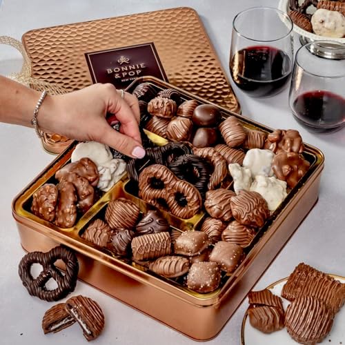 Chocolate Gift Basket, Gourmet Snack Food Box in Keepsake Tin, 2+ lbs of Chocolate, Great for Birthday, Sympathy, Family Parties & Get Well - Bonnie & Pop - 4