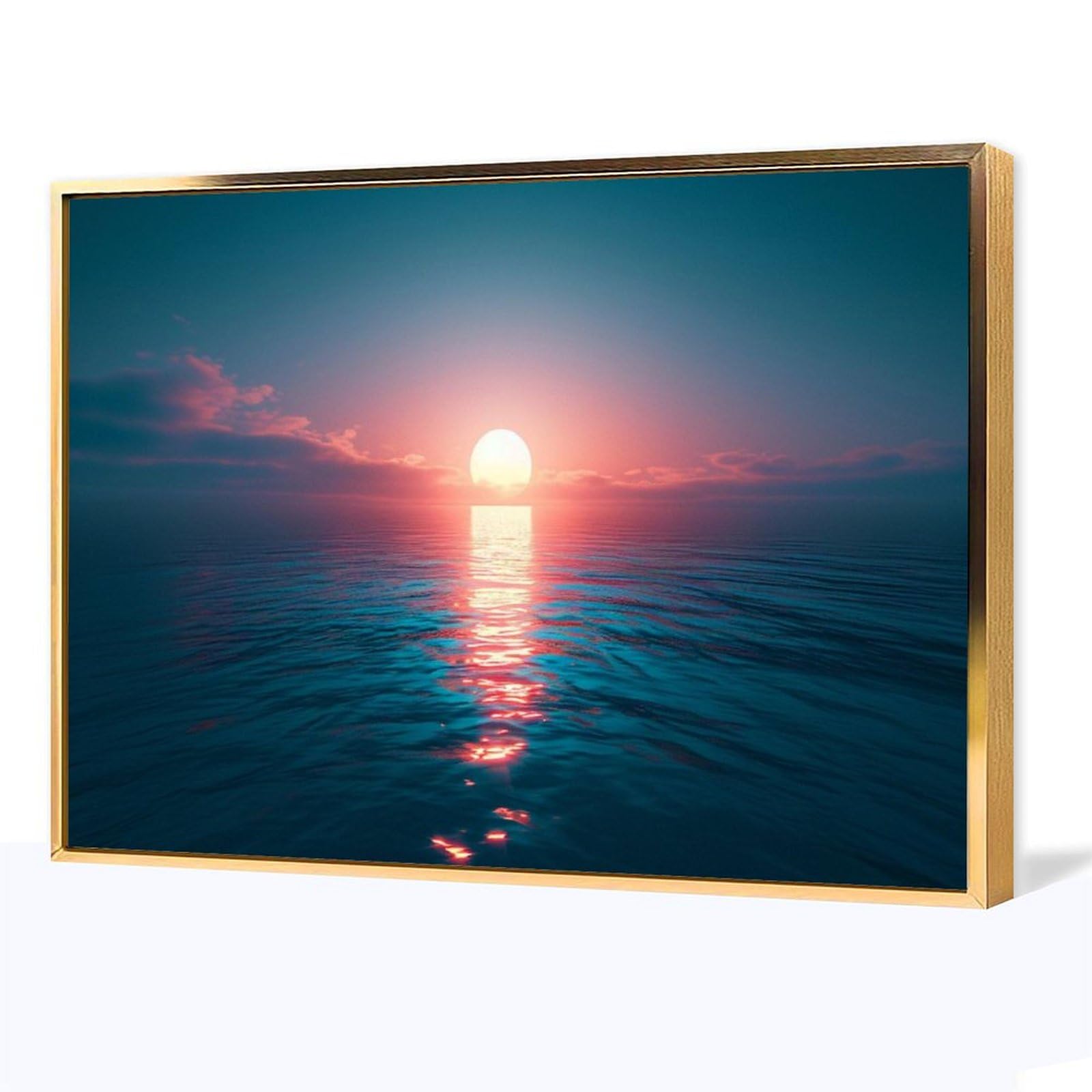 絵画 キャンバス 油絵 海 水平線 風景画 木枠 フレーム付 新品 絵画