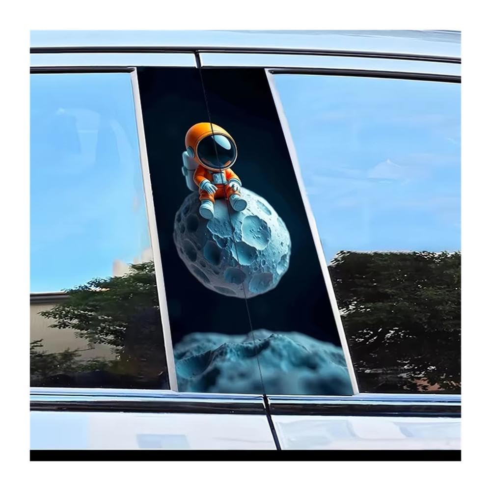 Bertdcx One Color Car Center Pillar Protection Stickers Space Astronaut Pattern Scratch Resistant Film Auto Parts
