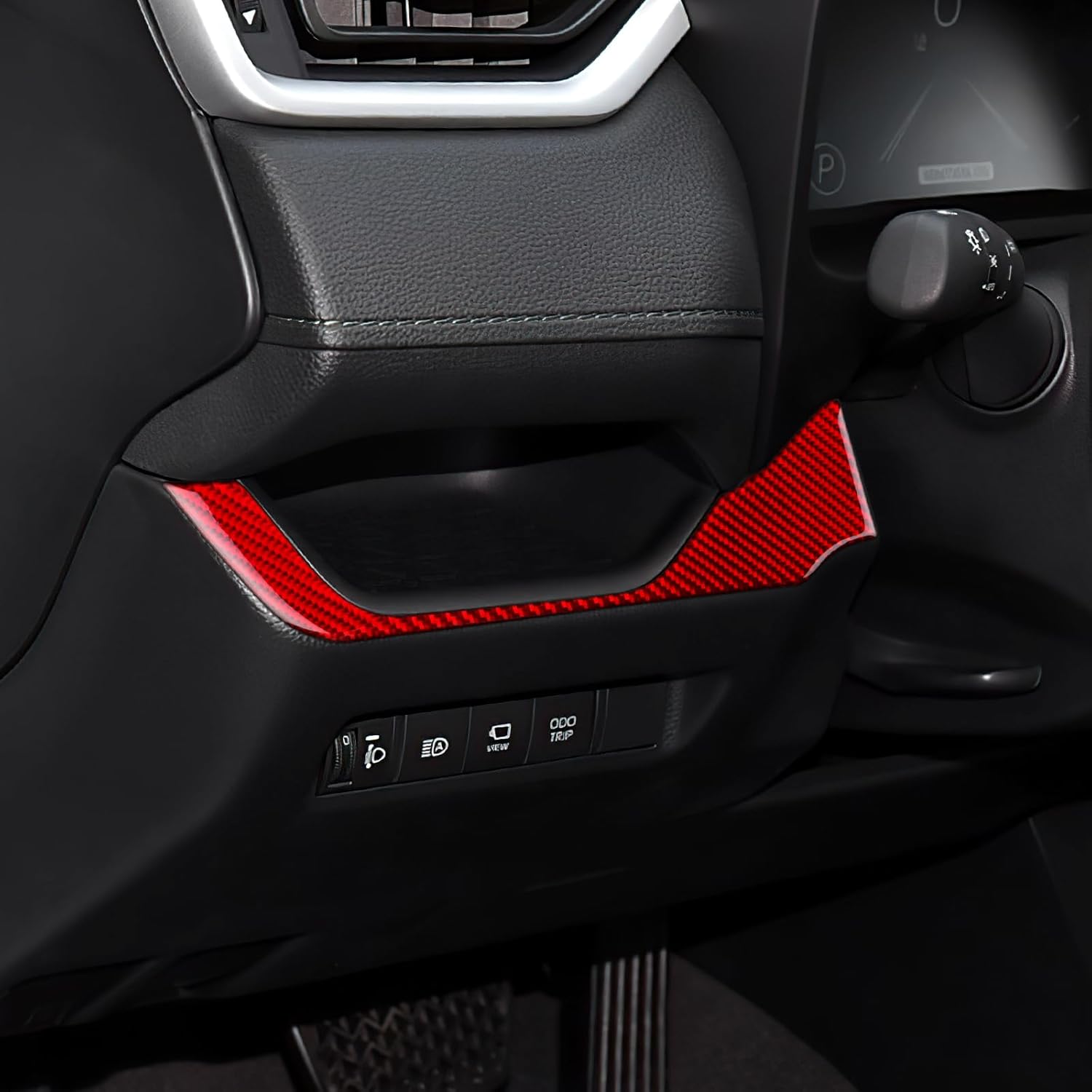 Passenger Side Trim Real Carbon Fiber Covers for Toyota RAV4 (2019-2025), Protect Decor Stickers Interior Center Console Car Accessories, Red