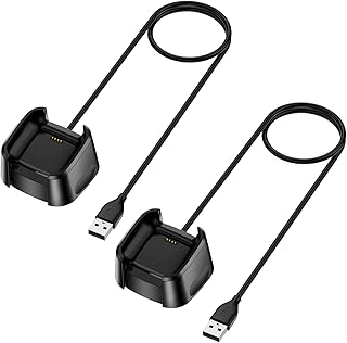 Charger Compatible with Fitbit Versa 2 (Not for Versa/Versa Lite), 2-Pack Replacement USB Charging Cable Dock Stand for Versa 2 Health & Fitness Smartwatch, 3Ft Sturdy Power Cord