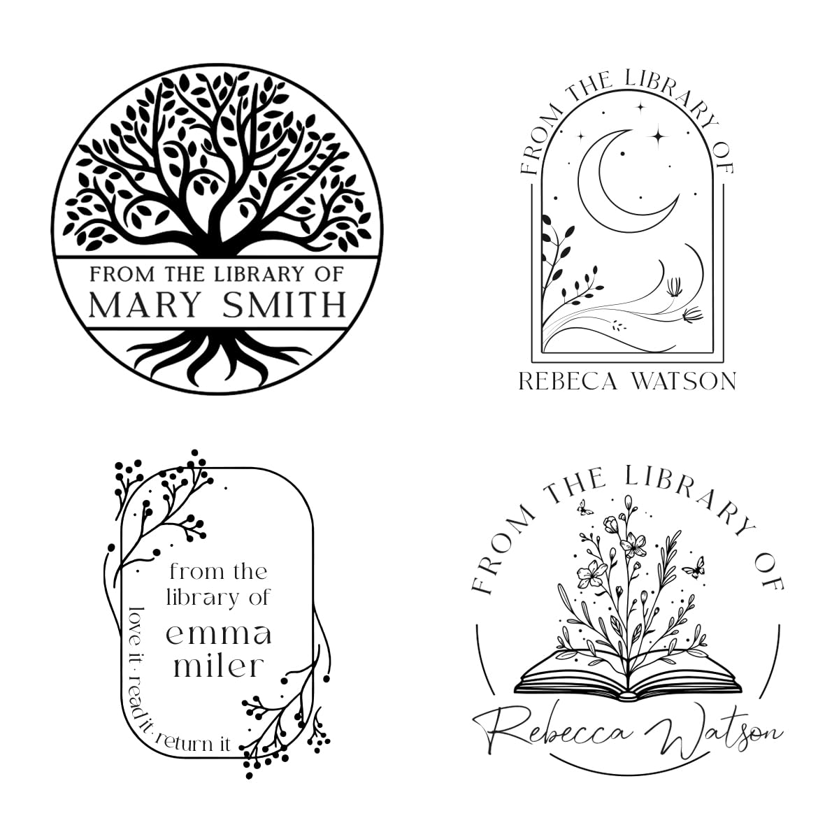 Stamp By Me - Book Embosser Personalised | Customize Your Name & Design | Floral Embossing Seal, Self-Inking or Dry Embosser | Book Stamp for Custom Ex Libris Stamp for Library, Books & Documents