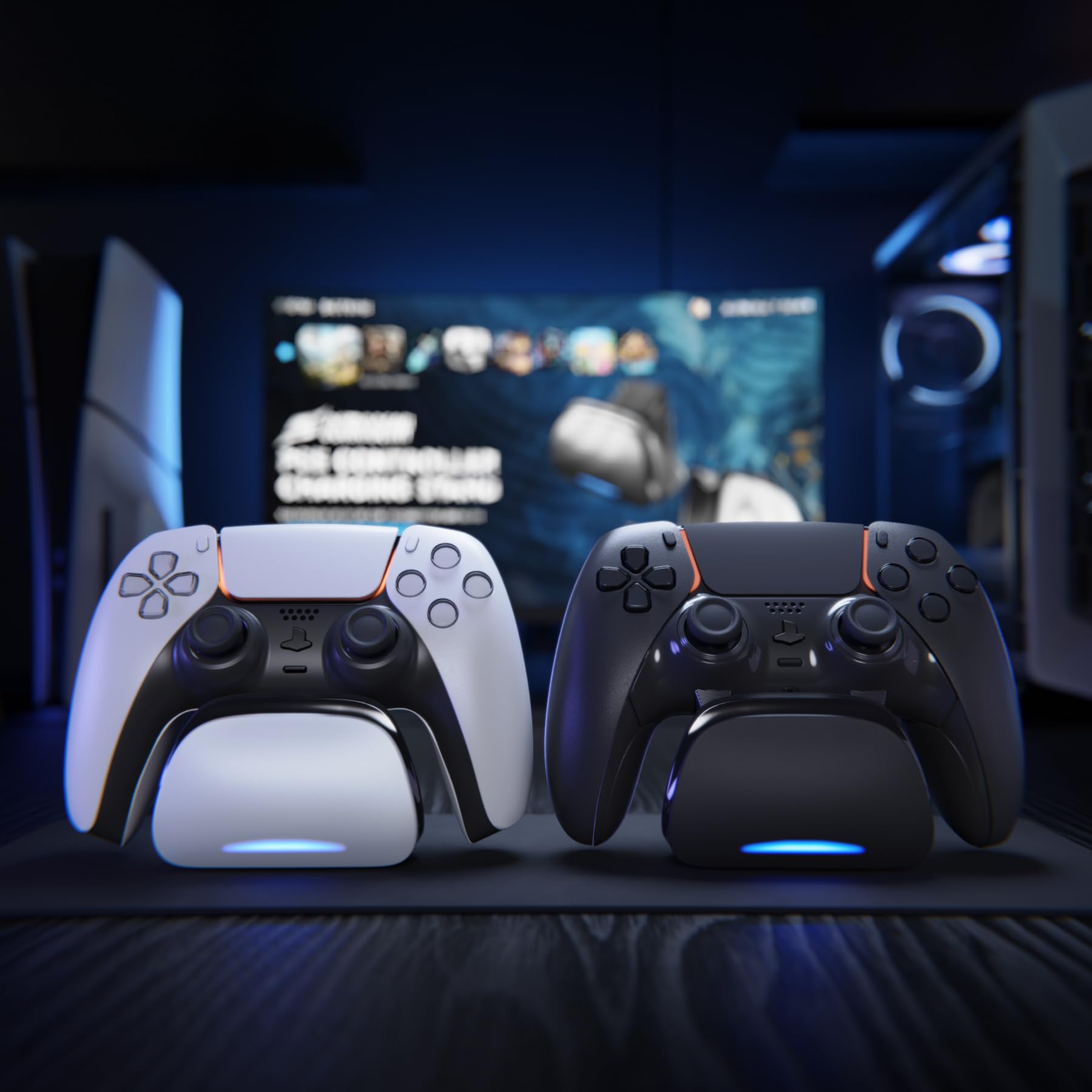 Station de Chargement pour ps5 & Edge Manette, Noir | Chargeur Compact, Support de Charge Rapide, avec Indicateur LED, Câble Type C, Accessoires pour ps5 et Edge Controller