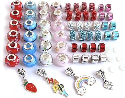 Miniatura 25 de Cuentas mixtas de 40 piezas, dijes para hacer joyas, cuentas de aleación de agujero grande con pedrería, colores y estilos variados al azar, Metal