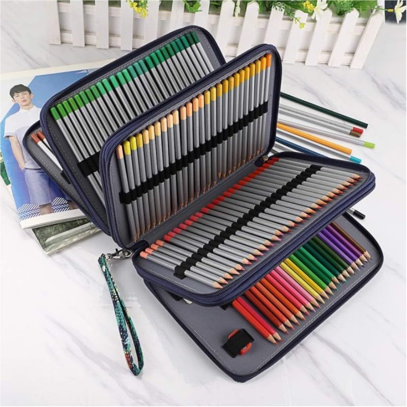 200-Slot Pencil Case Roll - Professional Colored Pencil Organizer with Zipper, Portable Art Supply Storage for Artists & Students, Durable Pencil Wrap Holder for Coloring Pens & Stationery, Style2