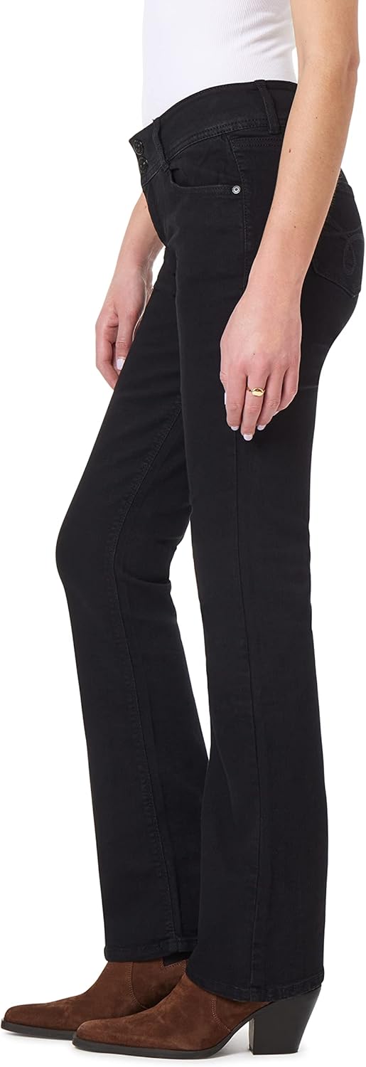 WallFlower Women's Luscious Curvy Bootcut Mid-Rise Insta Stretch Juniors Jeans (Standard and Plus) 7 Black
