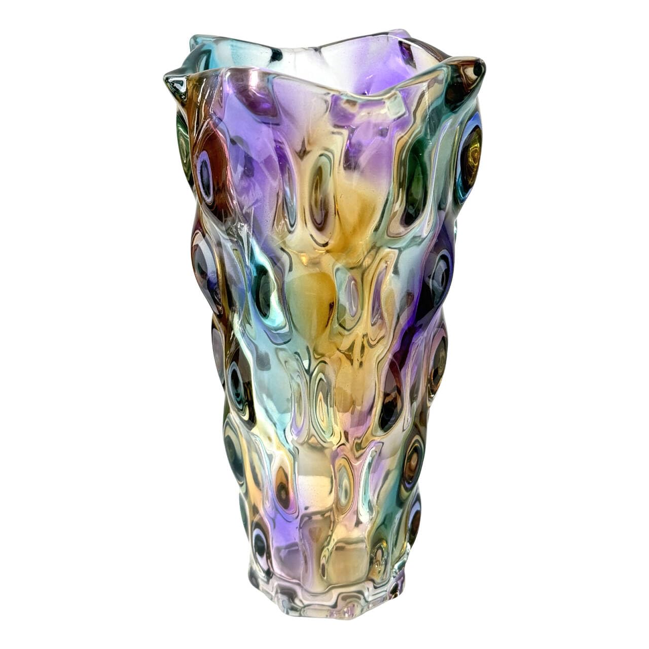 BSDLZCH 9 Inch Glass Flower Vase, Heavyweight Design, Purple/Orange
