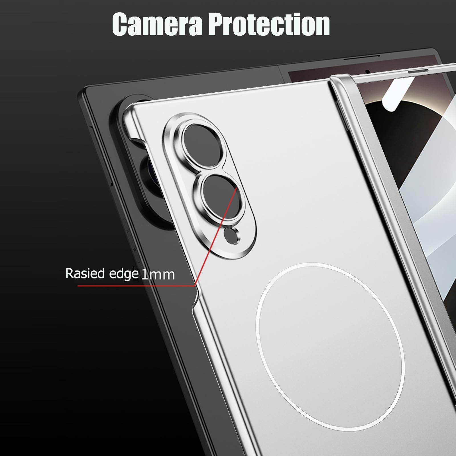 Custodia magnetica per Samsung Galaxy Z Fold 8, con pellicola protettiva integrata e protezione per cerniera magnetica, supporta la ricarica wireless, cover rigida e sottile in policarbonato antiurto