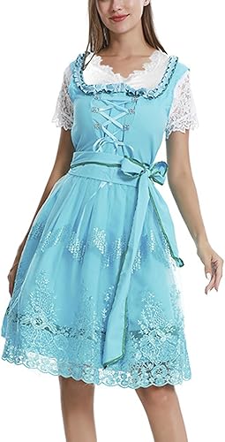 QIGUANDZ Vestido de Oktoberfest para mujer, 3 piezas, vestido de tirolesa alemana, talla grande, disfraz para carnaval bávaro y Halloween