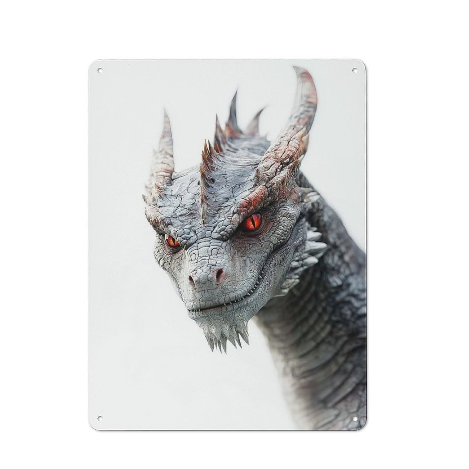 Dragon Portrait Metal Wall Plaque for Halloween Party Room, Bar, Hallway Or Kitchen, Seasonal Gift for Friends And Spooky Decor Lovers, 40x30cm