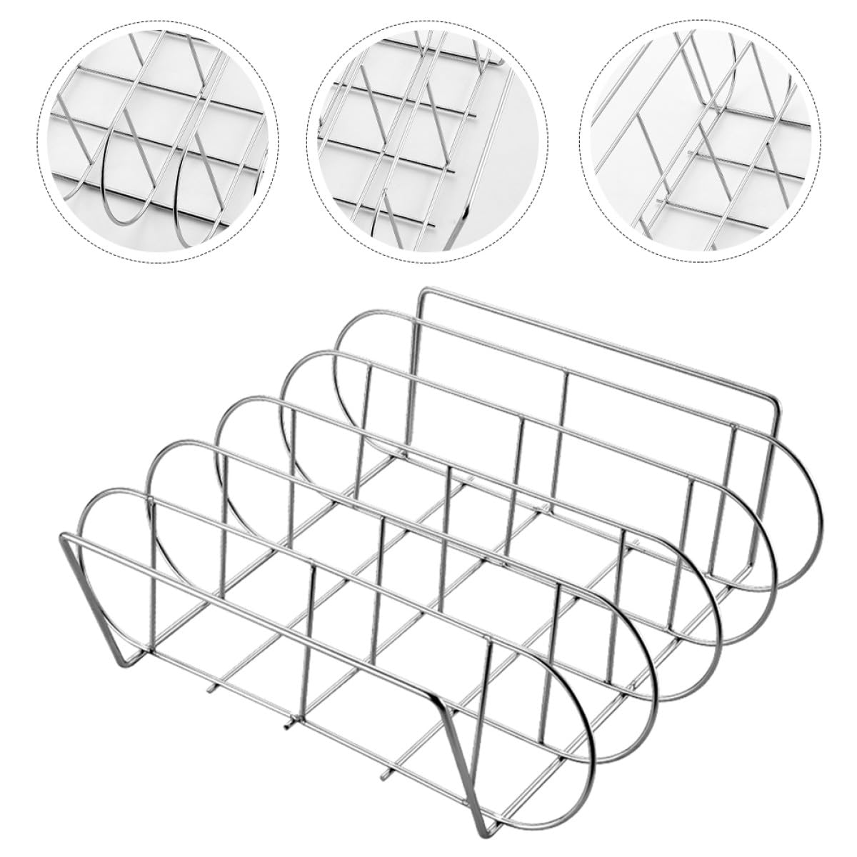 Supporto per Costine BBQ in Acciaio Inossidabile Argento Design Ergonomico e Facile da Pulire, per Casa e Picnic, Accessorio per Grigliare Pollo e Costolette