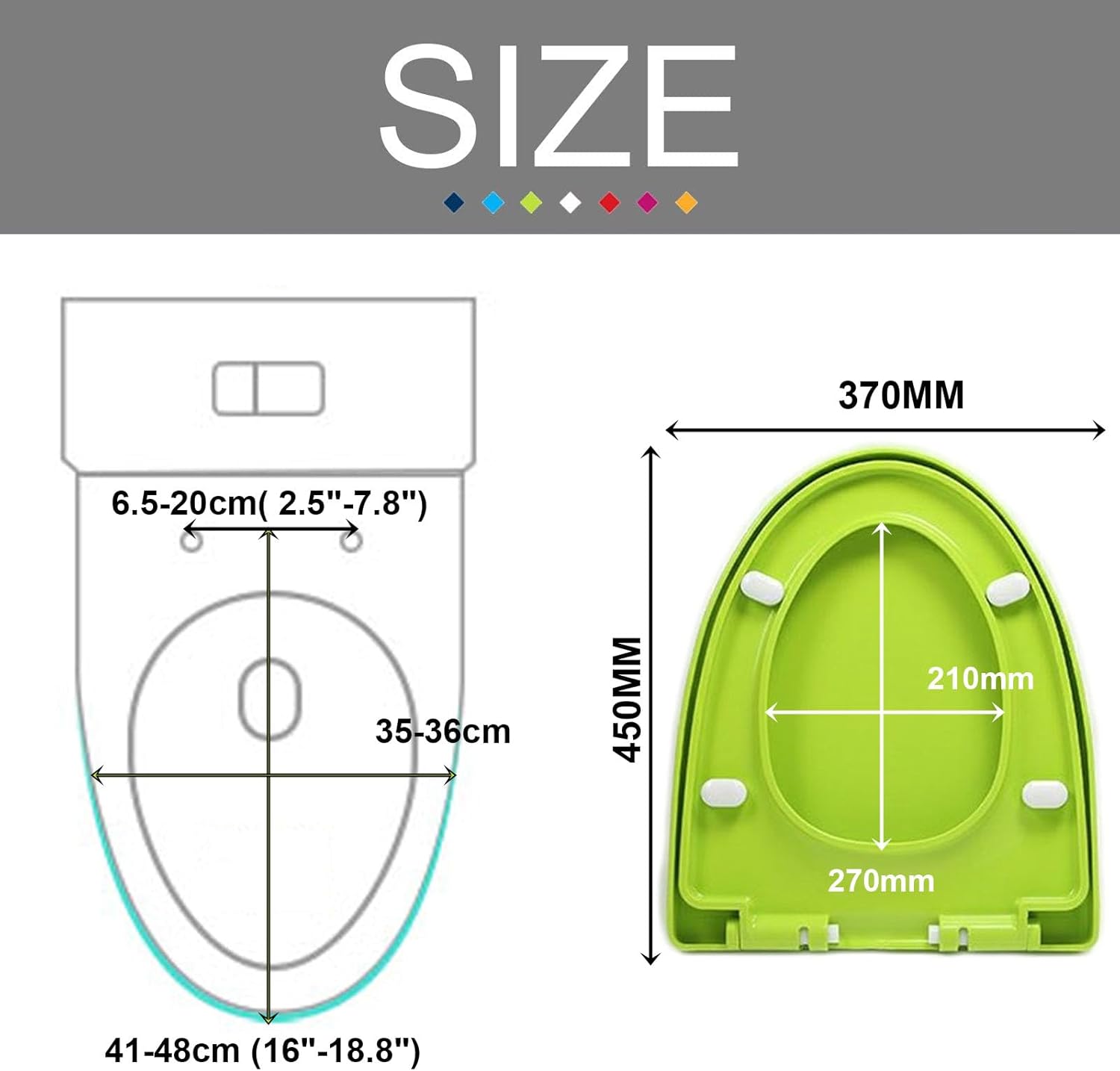 V Shaped Toilet Seat with Lid, Slow Close, Easy to Install and Clean, Durable Plastic, Colored Replacement Toilet Seats, Fits Standard V Stoilets Bowl/Green