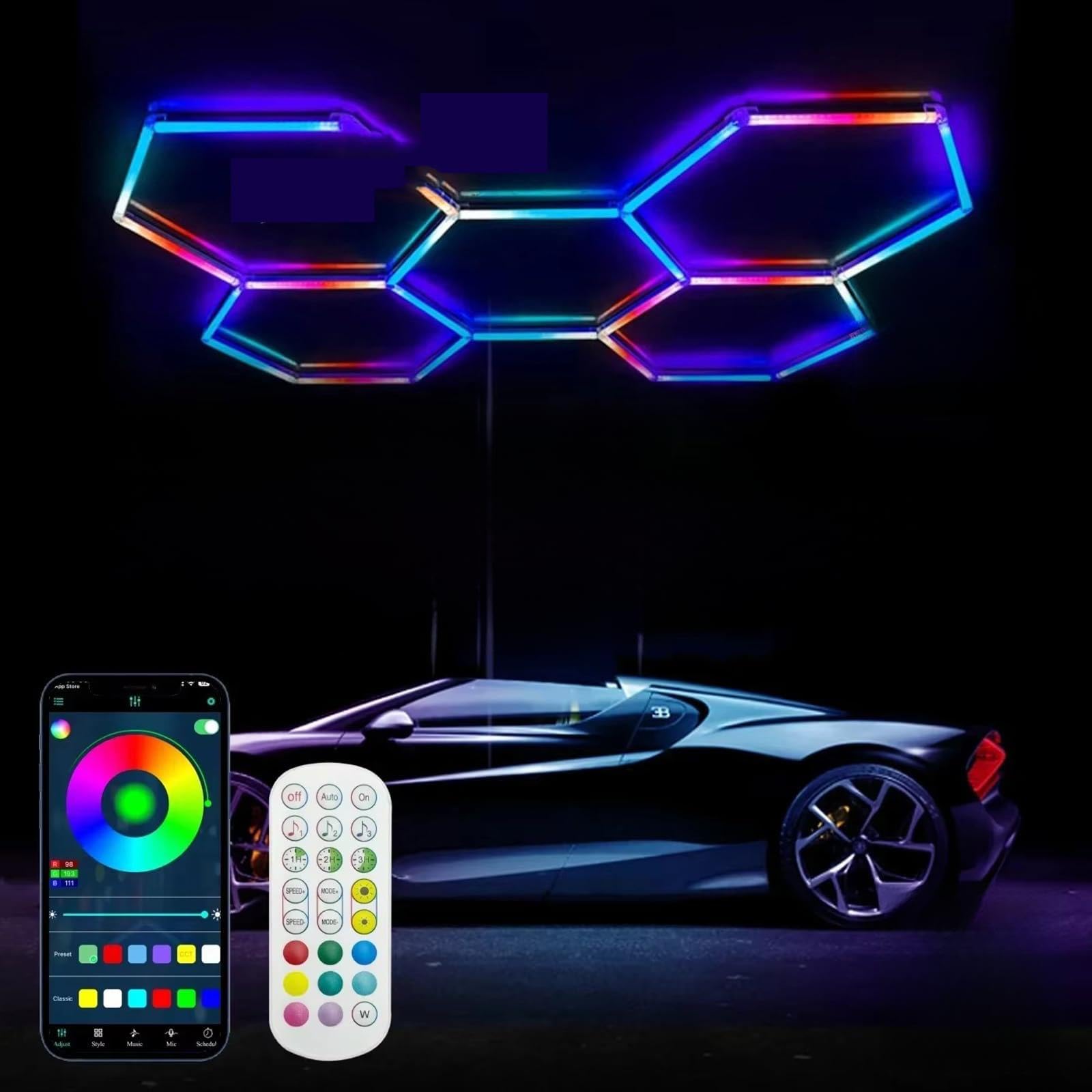 Panneau LED hexagone RGB : finissez-en avec le sous-sol sombre grâce aux 5 lampes
