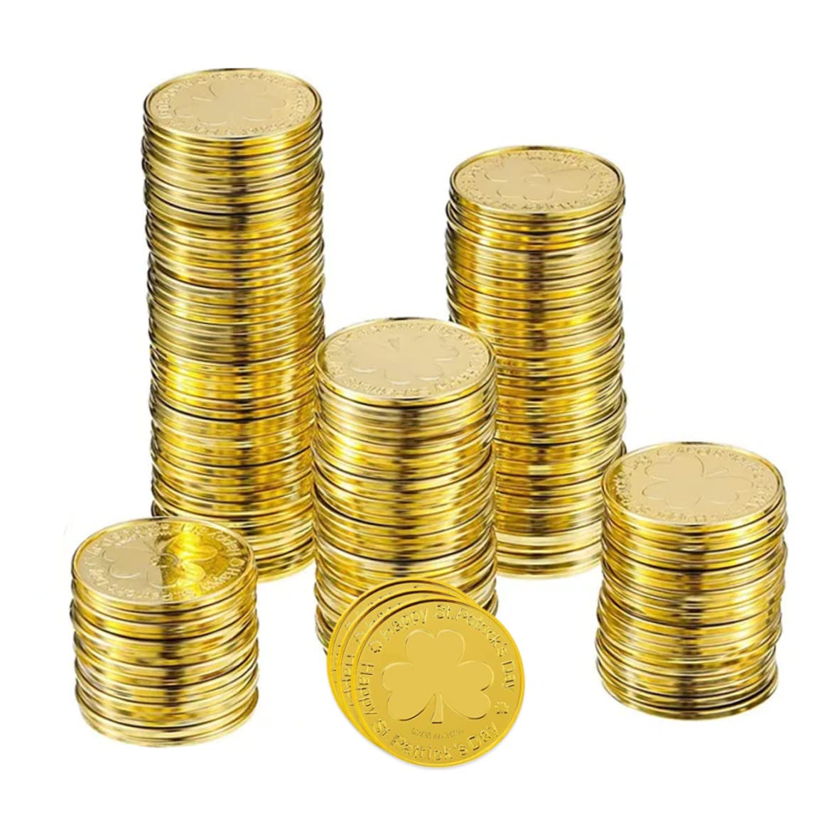 Monnais de Monnaie Shamrock Leprechaun, Saint-Patrick Coin Gold Plastic Plastic Shamrock Coin à 3 Feuilles Coin pour Part