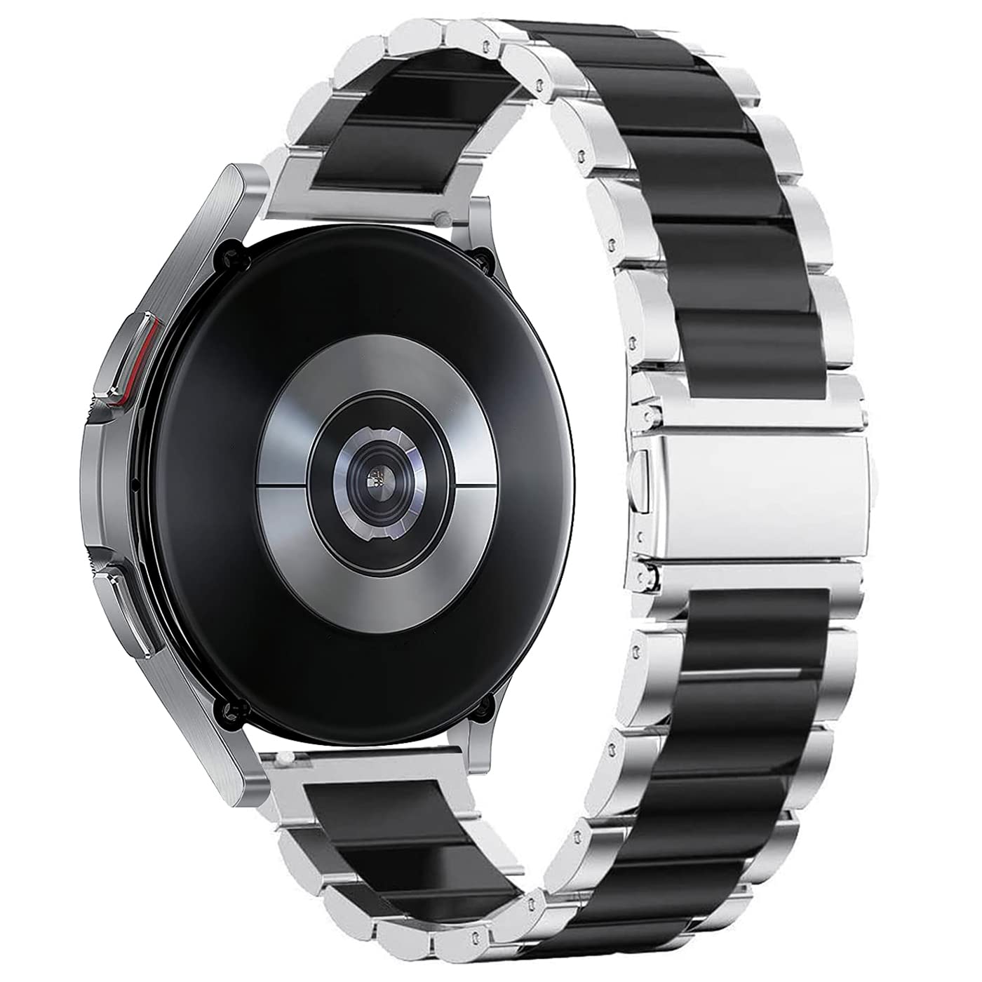 SUNDAREE Compatibile con Cinturino Samsung Galaxy Watch 6 4 Classic 47MM 46MM 43MM 42MM LTE/Watch 5 Pro/Watch 6 5 4 44MM 40MM,20MM Argento+Nero Uomo Metallo Inossidabile Acciaio Orologio Ricambio Band