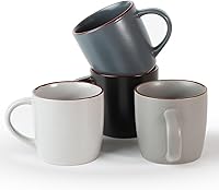 Famiware Mercury 13oz Coffee Mugs Set of 4 - Speckled Multi-Color Stoneware Cups for Latte, Tea, Cappuccino - Dishwasher Microwave Safe