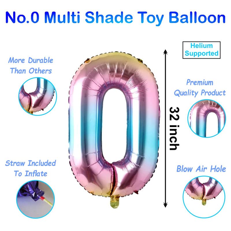 Image of Multicolor 32 Inches Numbers 0 Shape Large Big Foil Helium Balloons For Party Decorations In Happy Birthday Anniversary Office Items Materials Set Pack,13 Pcs