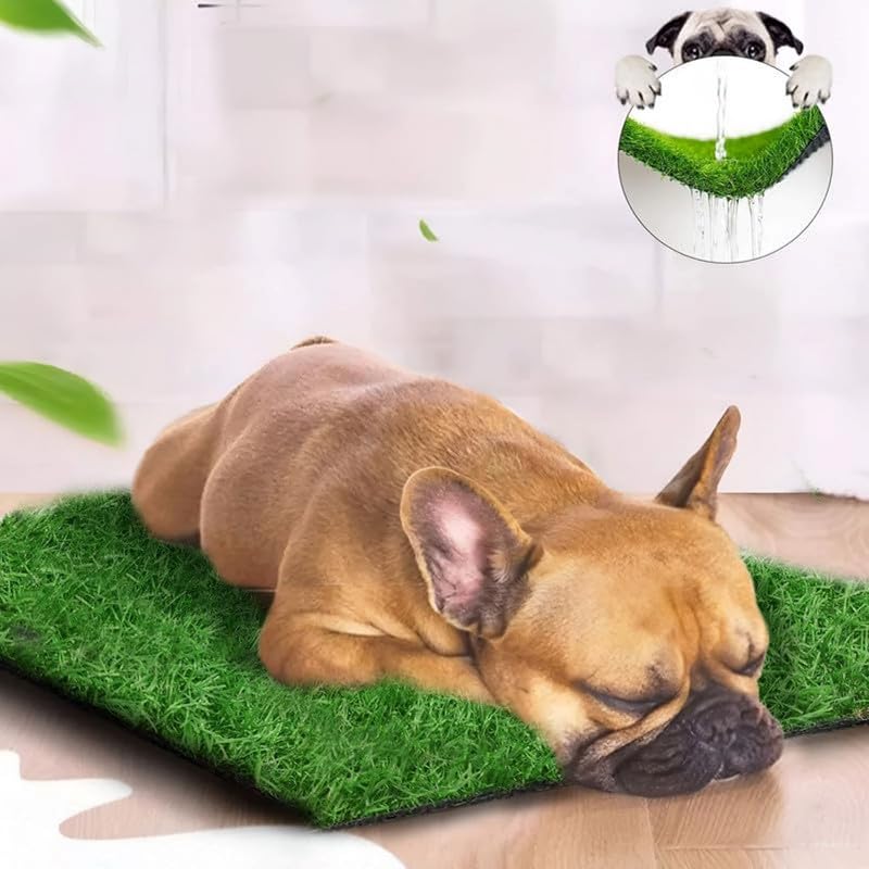 Image of Anti-Skid Artificial Grass Door Mat for Home & Office Entrance - Washable Foot Mat, Durable Green Synthetic Welcome Carpet 2x4 feet