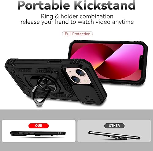 Miniatura 7 de Funda para iPhone 13 Mini con cubierta para lente de cámara, protector de pantalla HD, doble capa de protección contra caídas de grado militar,