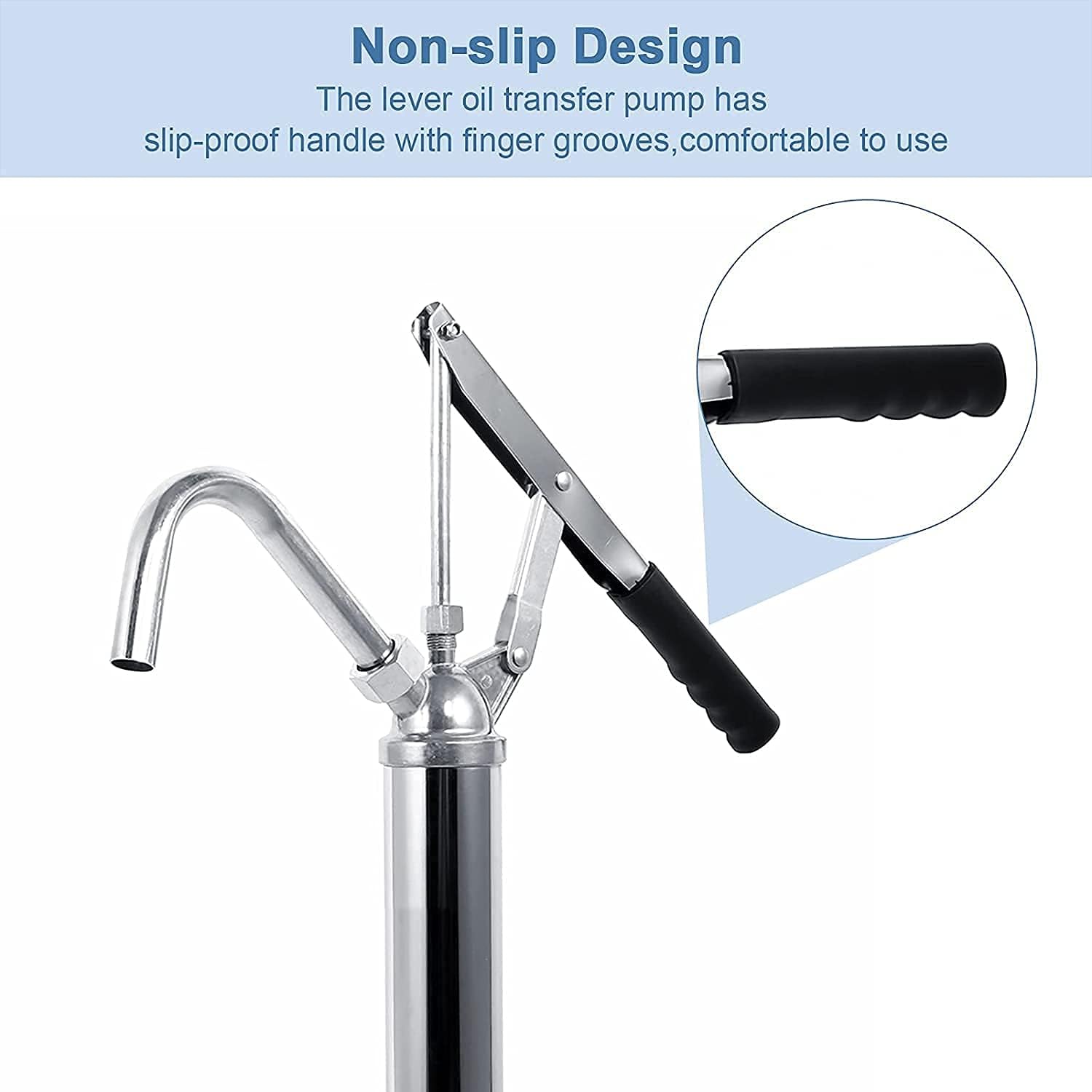 Heavy-Duty Cast Iron Lever-Action Hand Oil Pump, 55 Gallon Drum Transfer Fuel Pump