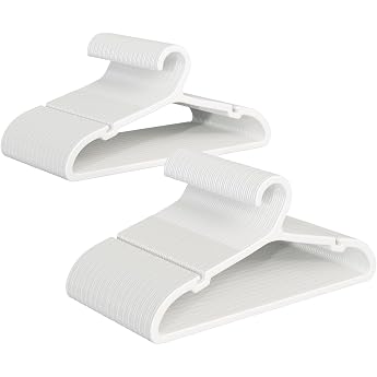 ABHENG Pack of 100 Plastic Hangers Non-Slip Hangers with U-shaped Opening Space Saving Hangers for Coats Dresses Shirts 41.7 x 0.4 x 21 cm White APY05100W