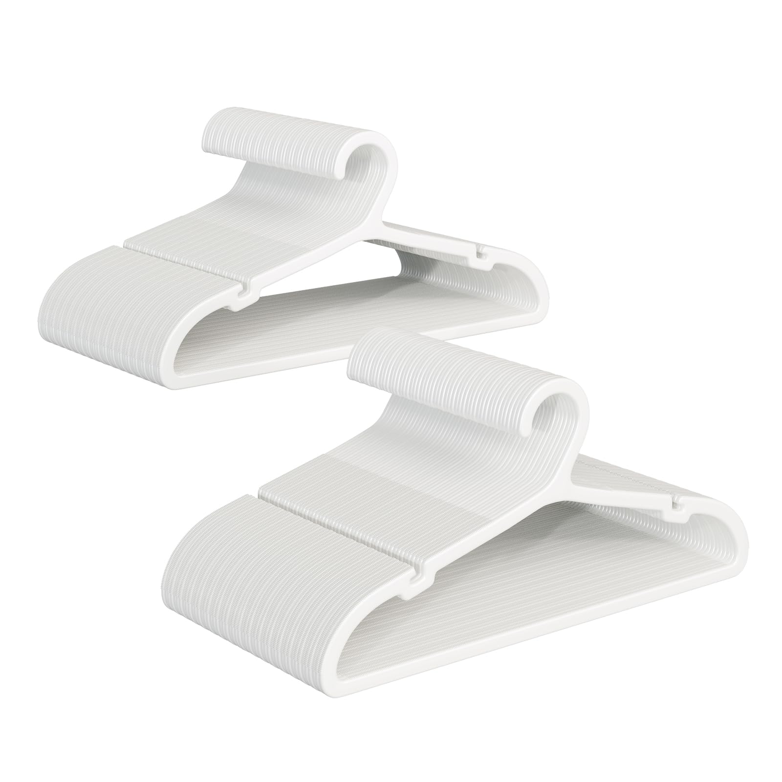 ABHENG 100 Stück Kleiderbügel Kunststoff, Rutschfester Bügel mit U-förmiger Öffnung, Platzsparender Kleiderbügel, für Mäntel, Kleider, Hemden, 41,7 x 0,4 x 21 cm, Weiß, APY05100W