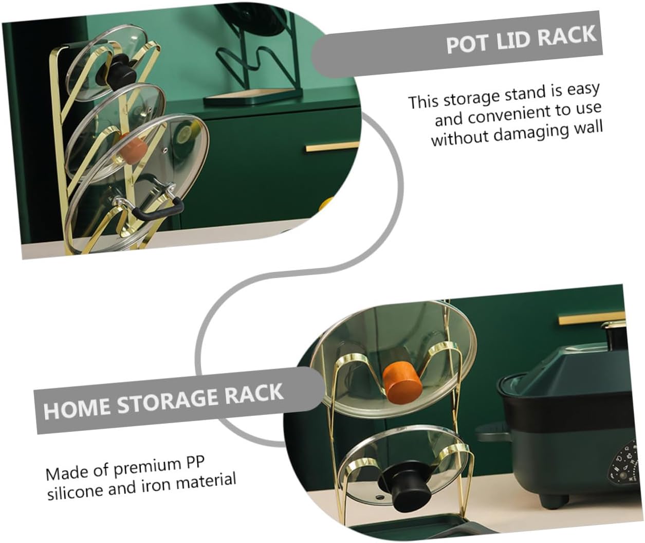 HANABASS Pot Lid Storage Rack Organizer Multi-layer Kitchen Pot Cover Shelf Space-saving Cabinet Holder for Home Kitchen Storage