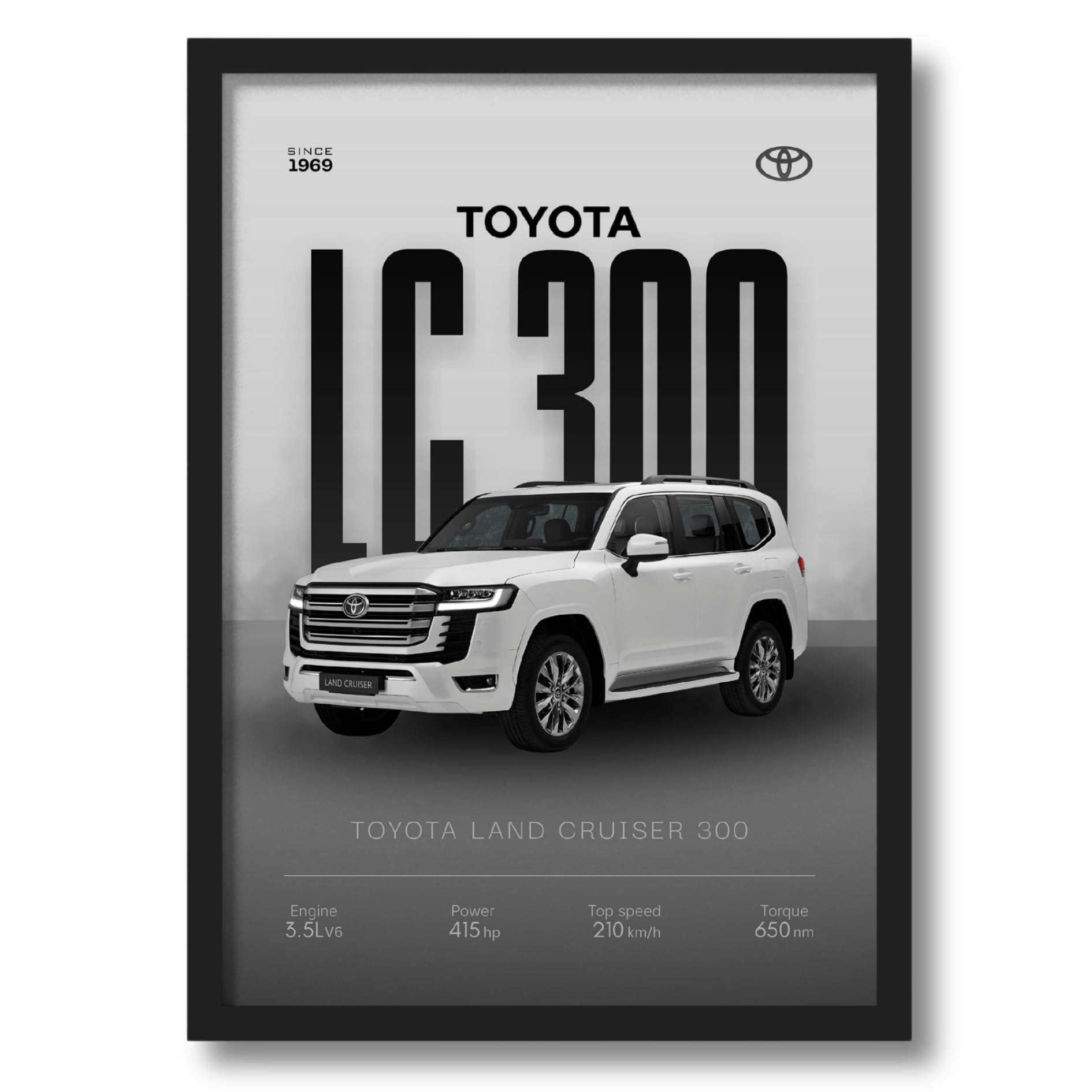 ArtAction Toyota Land Cruiser Wall Frame Poster | A4 Framed SUV Poster | Synthetic Wood Frame with Clear Plexiglass | Stylish Car Wall Decor for Bedroom, Living Room & Office-image-18