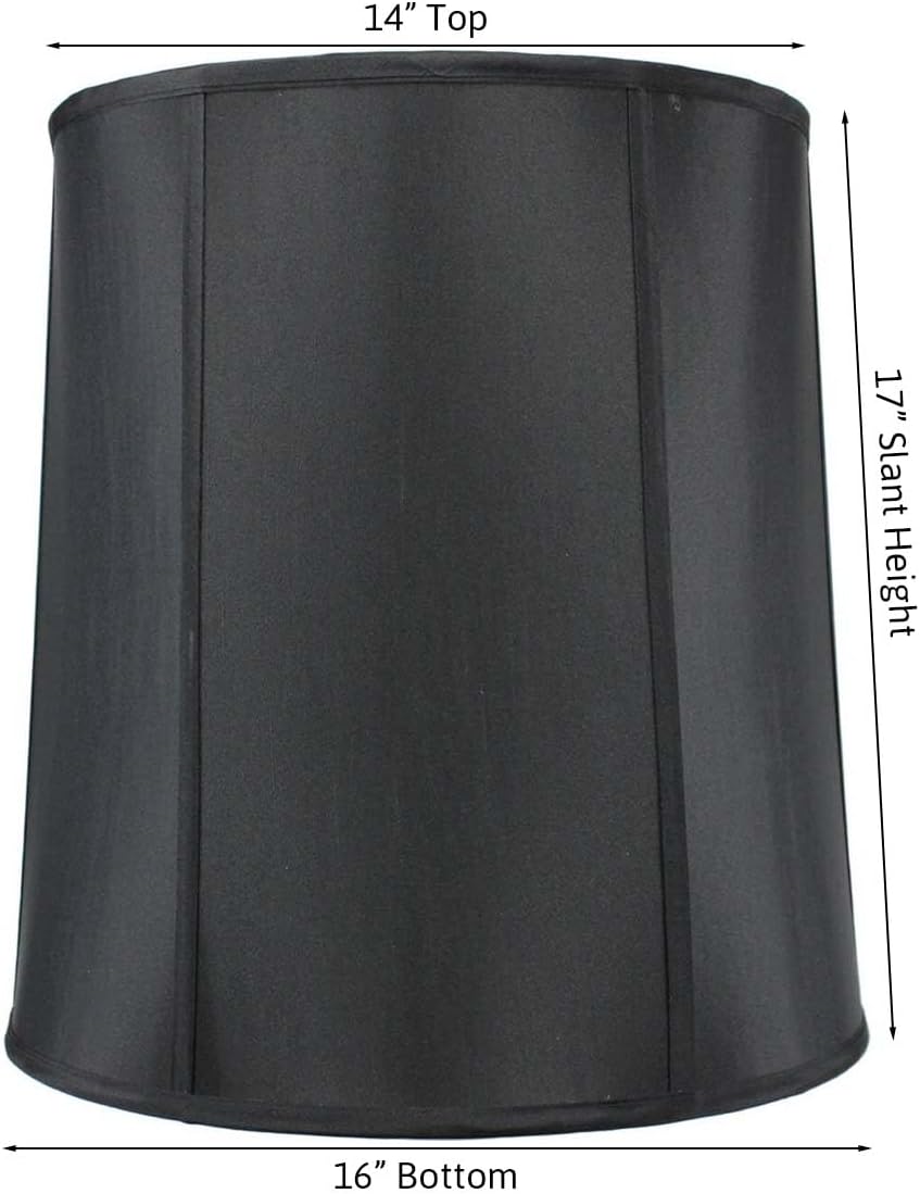 14x16x17 Black Shantung Lampshade with Brass Spider fitter - Perfect for table and Desk lamps - Large, Black