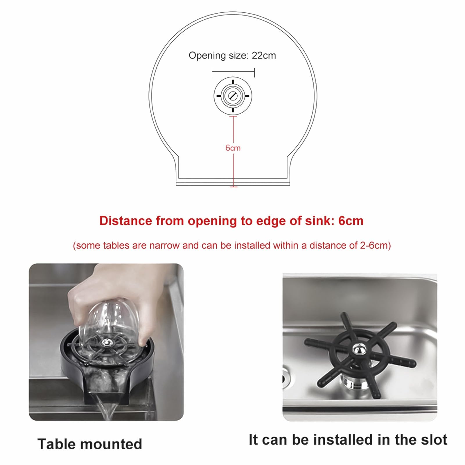 Enjuagador de Vidrio, lavavasos Limpiador de Fregadero de Cocina Herramientas de Limpieza enjuagador de Vidrio automático para Bar Accesorios de Fregadero de Cocina(Silver(Stainless Steel))