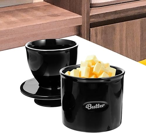 Miniatura 2 de Mantequillera de cerámica con tapa de queso crema con tapa estilo francés Mantequilla Contenedor de mantequilla para encimera de cocina, mini