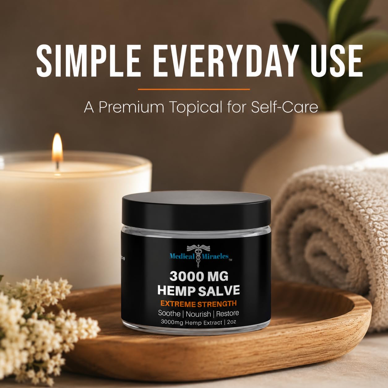 Medical Miracles 3000 MG Hemp Salve for Hips, Joints, Neck and Back, Soothing Herbal Balm with Shea Butter, Coconut Oil and Beeswax, Lavender Vanilla Scent, Non Greasy Massage Rub,2oz — Amazon image 3