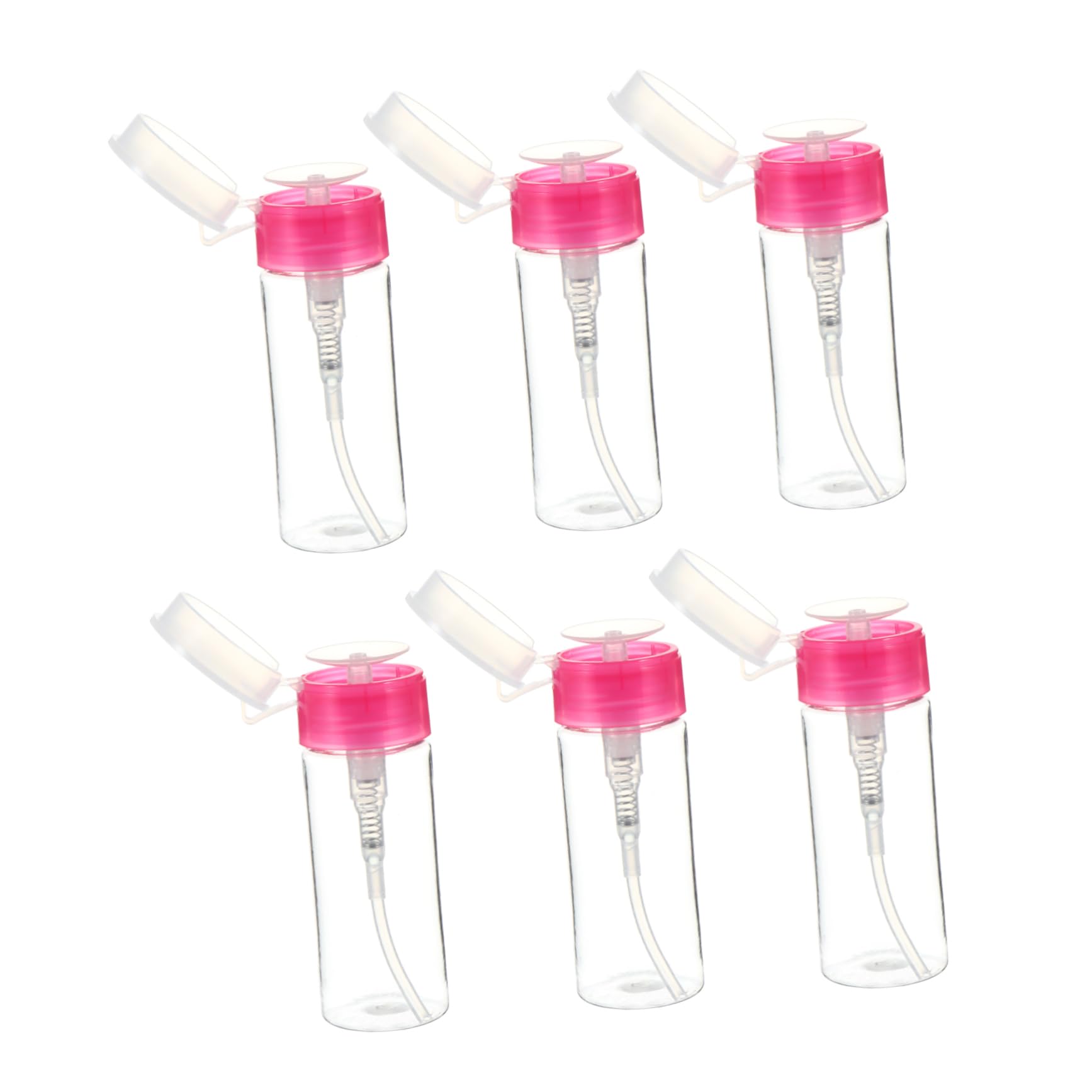 FRCOLOR 6 Pcs 100ml Push Down Nail Polish Remover Storage Bottle Set with Dispensing Head for Easy Application Ideal for Manicure and Nail Care
