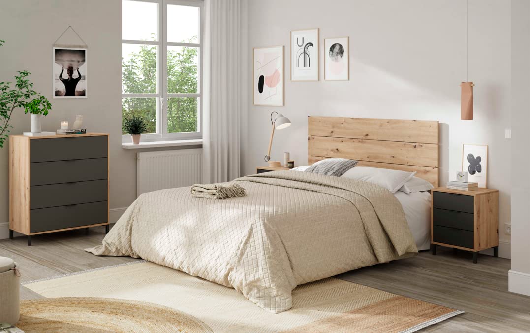 Cassettiera 77,5x93,5H cm Rovere e Grigio antracite con 4 cassetti - Rovere e grigio antracite