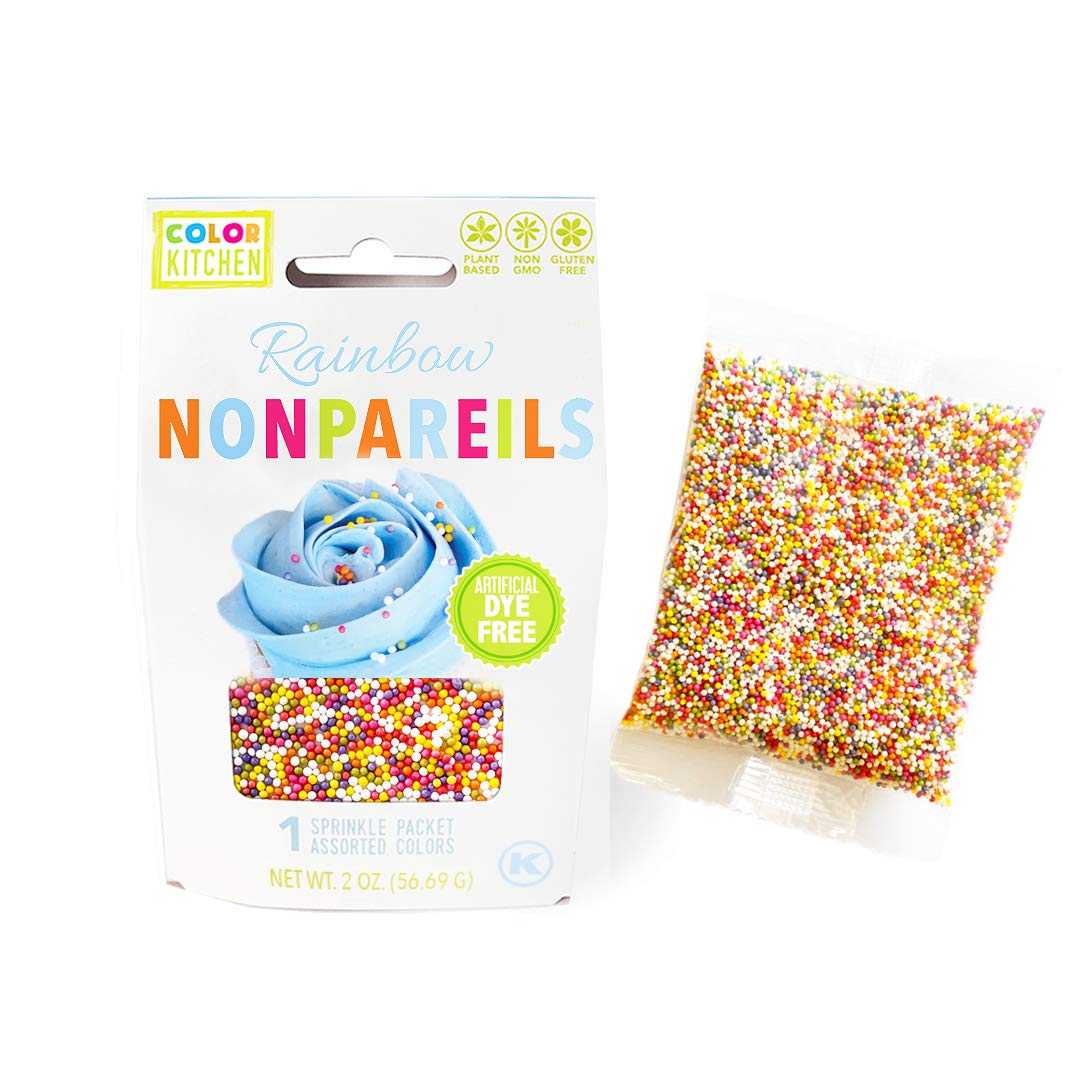 Color Kitchen Nonpareil Confetti Sprinkles Natural Ingredients Baking Cake Decorations, Ice Cream, Cookie, Artificial Dye-free, Plant-Based Colors, Gluten-Free, Non-GMO, No Hydrogenated Oils, Soy-Free, Kosher, 3 OZ