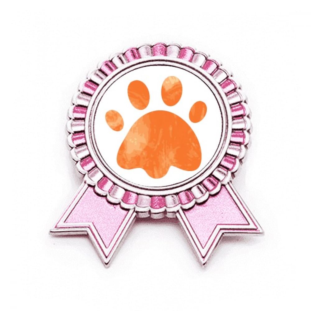 Broche empreinte de chat orange et rose en métal taille M - 4